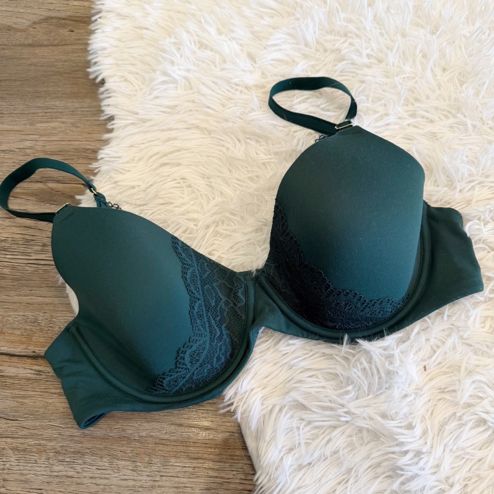 Soma Embraceable Perfect Coverage Bra Lace 36C Emerald Green